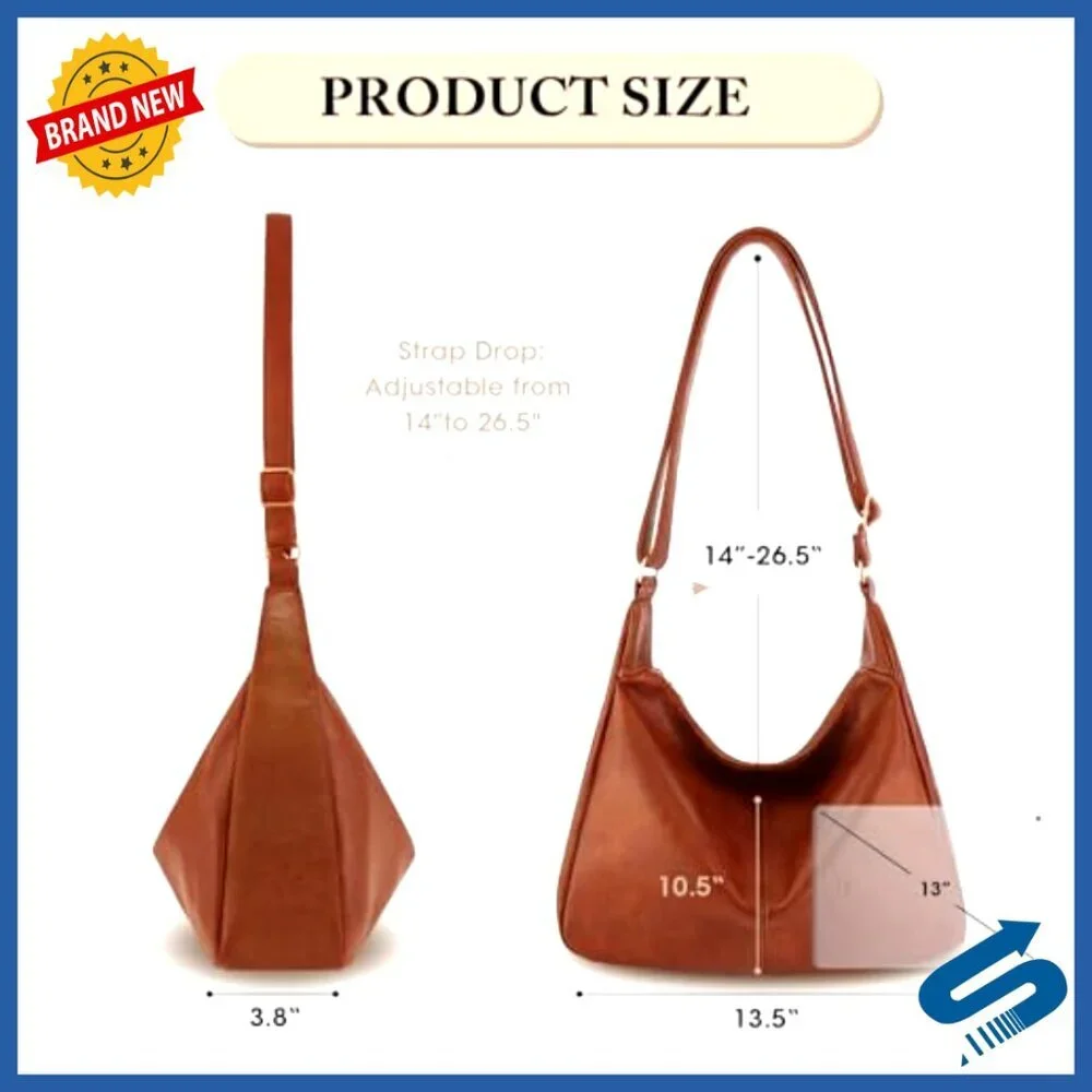 Vegan Leather Tote Bag Foldable Slouchy Shoulder Boho Minimalist Chic